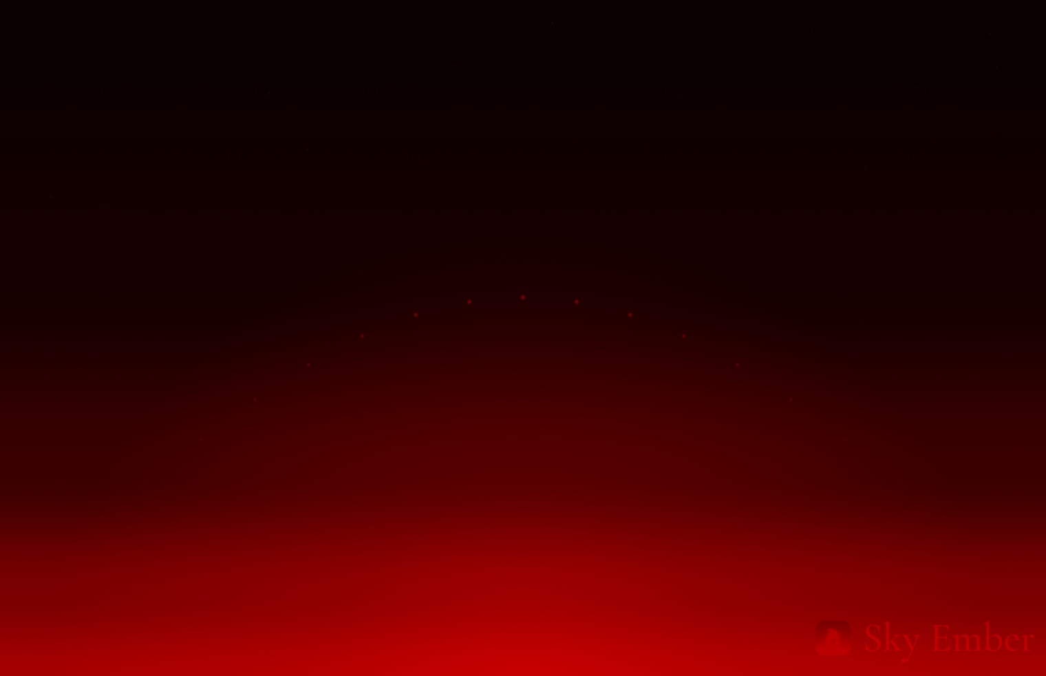 The same wallpaper in red mode: black gliding down into deep ember red, the sun's arc traced in faint red points